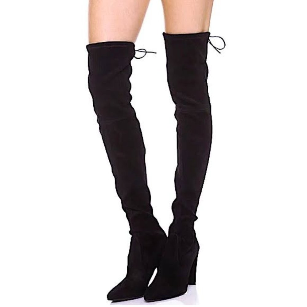 Stuart Weitzman Highchamp Black Suede OTK boots